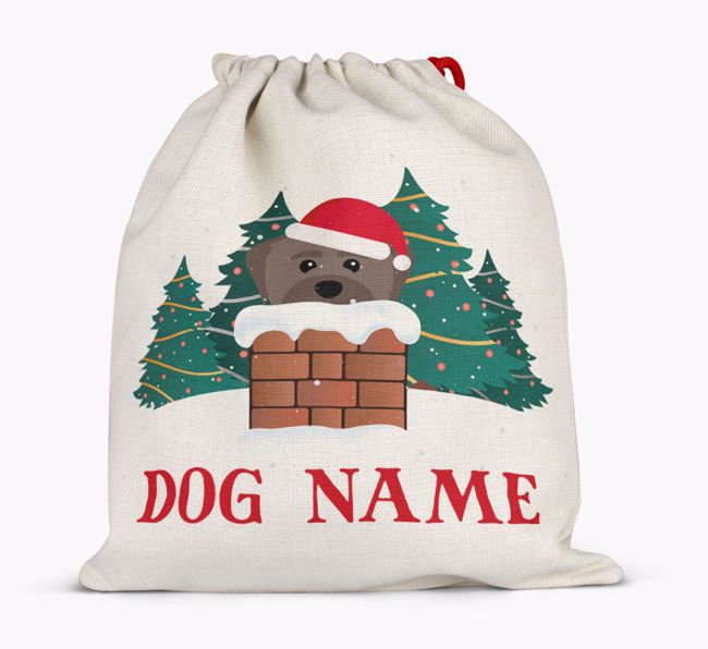 Peeking Dog with Santa Hat: Personalised {breedFullName} Santa Sack 